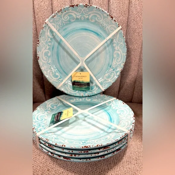 Cynthia Rowley Melamine Salad/9” Plates Set/4 heavy